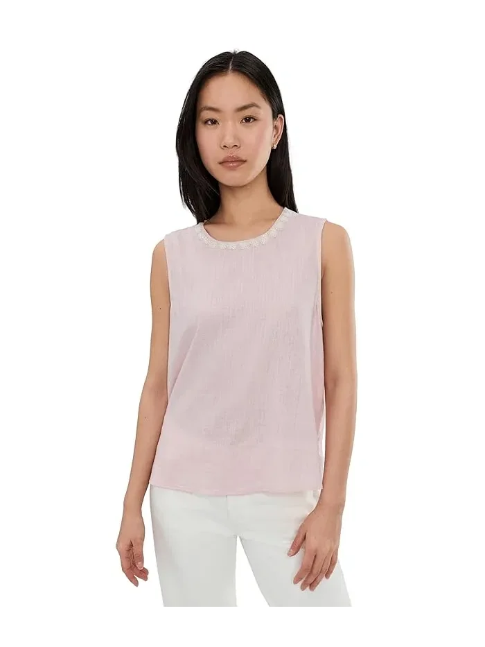 Блуза без рукавов с круглым вырезом Sleeveless Crew Neck Blouse Vince Camuto