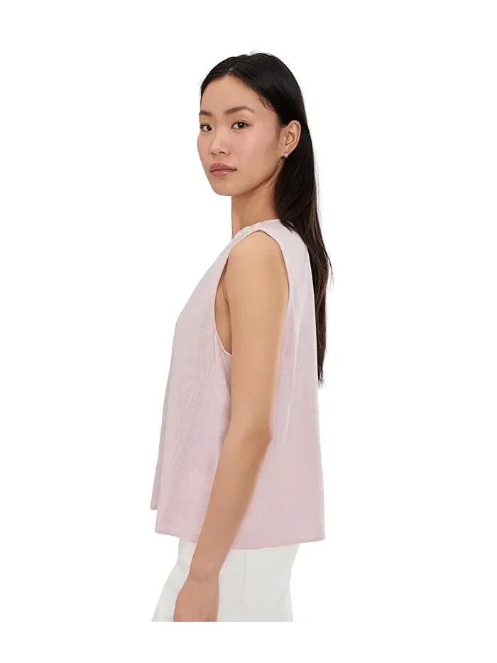 Блуза без рукавов с круглым вырезом Sleeveless Crew Neck Blouse Vince Camuto — изображение 3 из 5, песочный