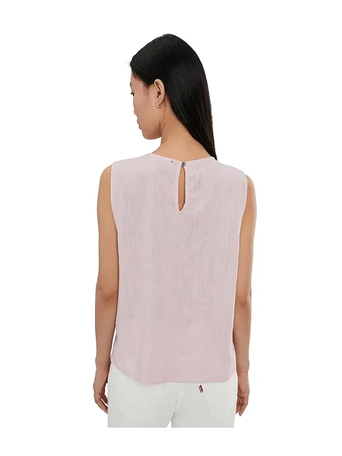 Блуза без рукавов с круглым вырезом Sleeveless Crew Neck Blouse Vince Camuto — изображение 4 из 5, песочный
