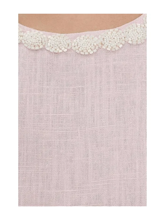 Блуза без рукавов с круглым вырезом Sleeveless Crew Neck Blouse Vince Camuto — изображение 5 из 5, песочный