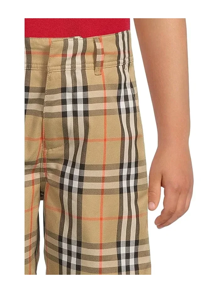 Шорты Oscar Check хлопок Burberry Kids — изображение 3 из 4, песочный