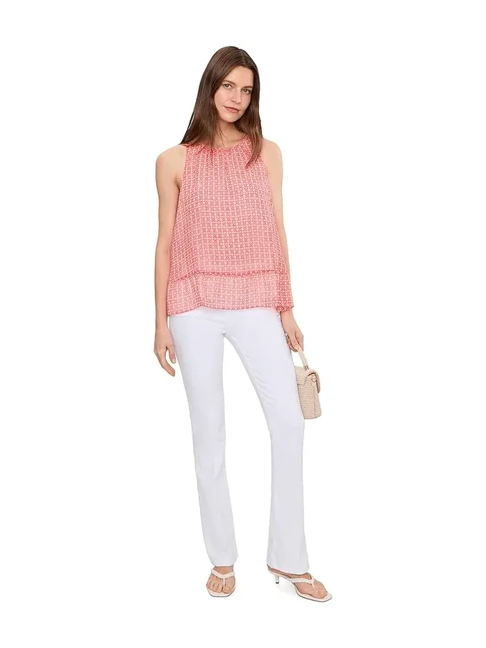 Блуза с запахом принт Halter Neck Shell With Peplum Vince Camuto — изображение 2 из 5, золотистый