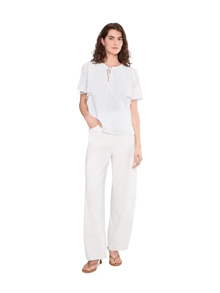 Блуза с галстуком и рукавами-воланами Vince Camuto — изображение 2 из 5, белый