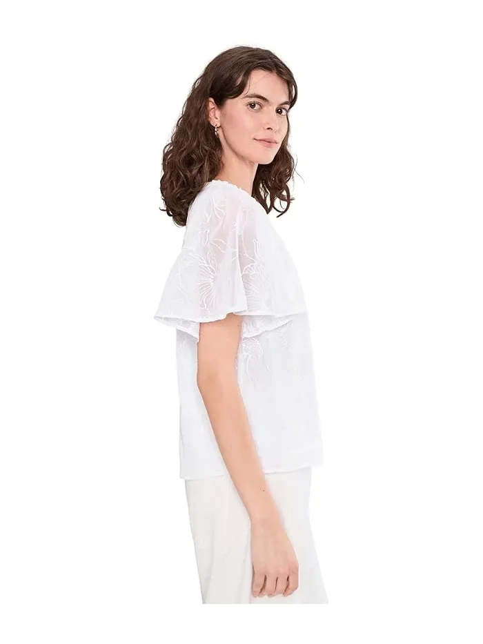 Блуза с галстуком и рукавами-воланами Vince Camuto — изображение 3 из 5, белый