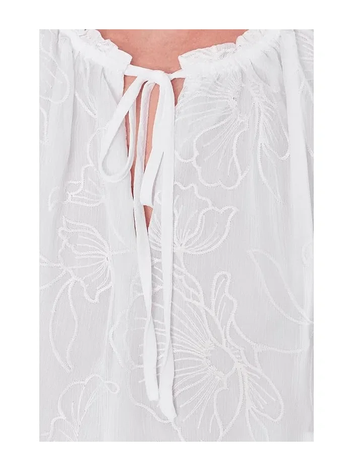 Блуза с галстуком и рукавами-воланами Vince Camuto — изображение 5 из 5, белый
