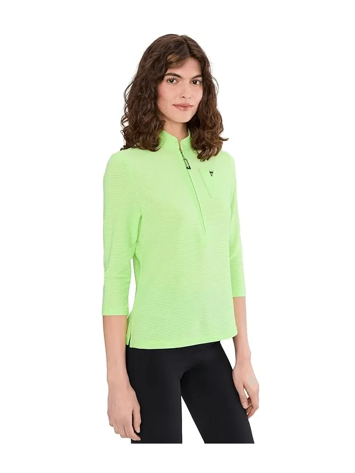 Блуза с коротким воротником-стойкой Ottoman 3/4 Sleeve Top Jamie Sadock — изображение 1 из 5, бежевый