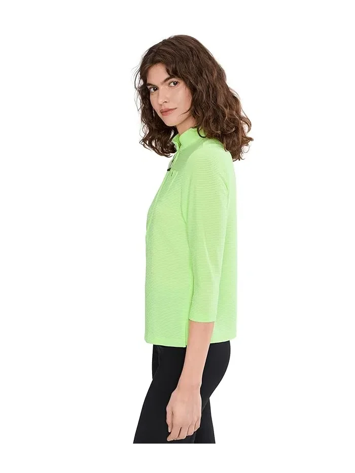 Блуза с коротким воротником-стойкой Ottoman 3/4 Sleeve Top Jamie Sadock — изображение 3 из 5, бежевый
