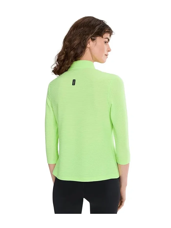 Блуза с коротким воротником-стойкой Ottoman 3/4 Sleeve Top Jamie Sadock — изображение 4 из 5, бежевый