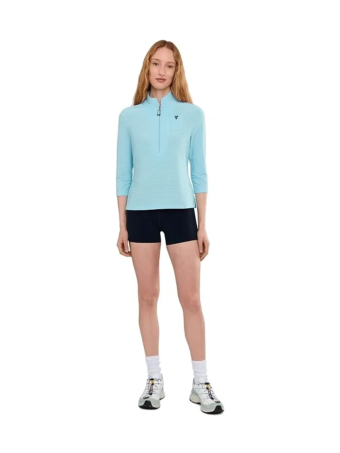Блуза с воротником-стойкой Ottoman 3/4 Sleeve Top Jamie Sadock — изображение 2 из 5, синий