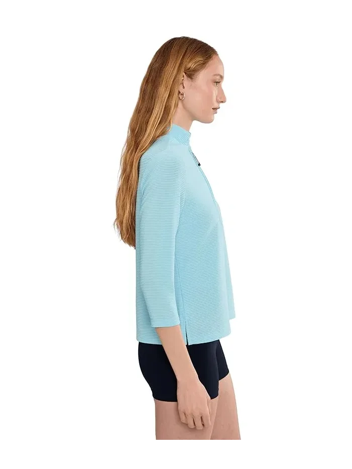 Блуза с воротником-стойкой Ottoman 3/4 Sleeve Top Jamie Sadock — изображение 3 из 5, синий