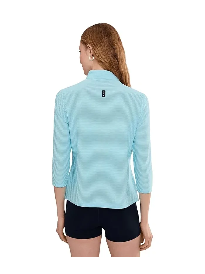Блуза с воротником-стойкой Ottoman 3/4 Sleeve Top Jamie Sadock — изображение 4 из 5, синий