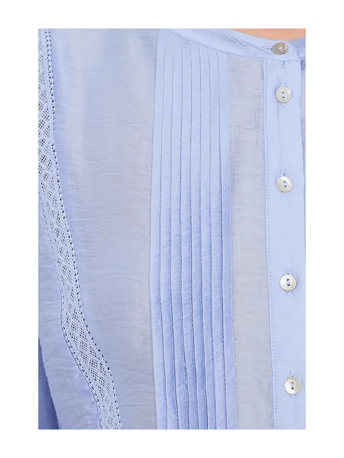 Блуза с плиссированным передом Crew Neck With Pleated Front Vince Camuto — изображение 5 из 5, какао