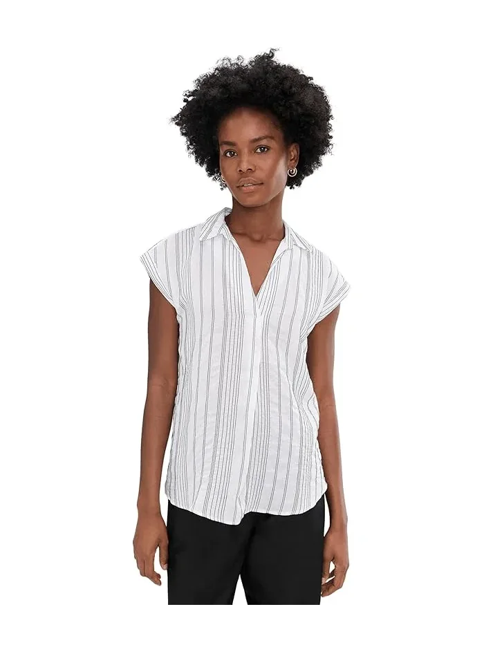 Блуза с воротником короткий рукав Relaxed Collar Short Sleeve Blouse Vince Camuto