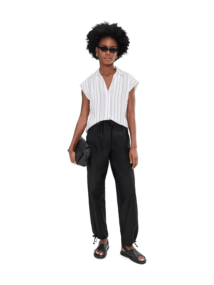 Блуза с воротником короткий рукав Relaxed Collar Short Sleeve Blouse Vince Camuto — изображение 2 из 5, небесный