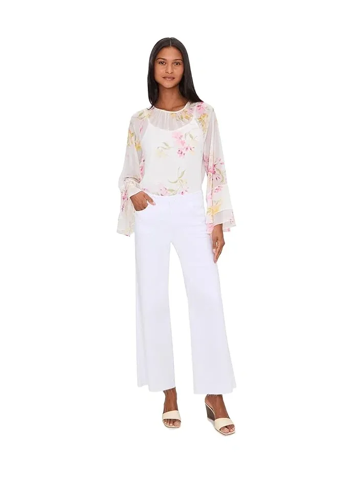 Блуза с воланами на рукавах Double Ruffle Sleeve Vince Camuto — изображение 2 из 5, кремовый