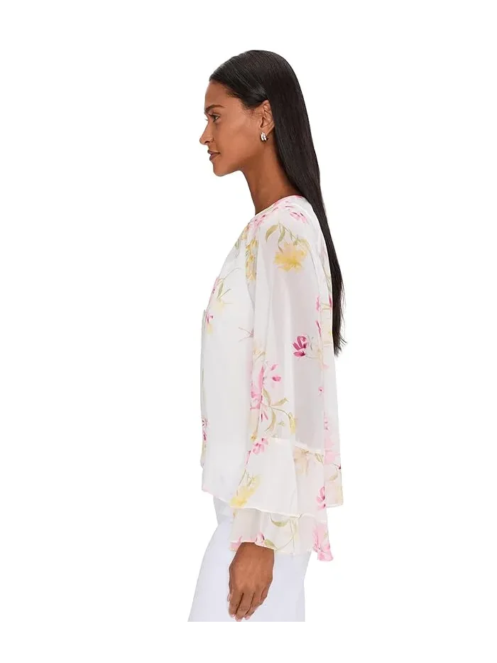 Блуза с воланами на рукавах Double Ruffle Sleeve Vince Camuto — изображение 3 из 5, кремовый