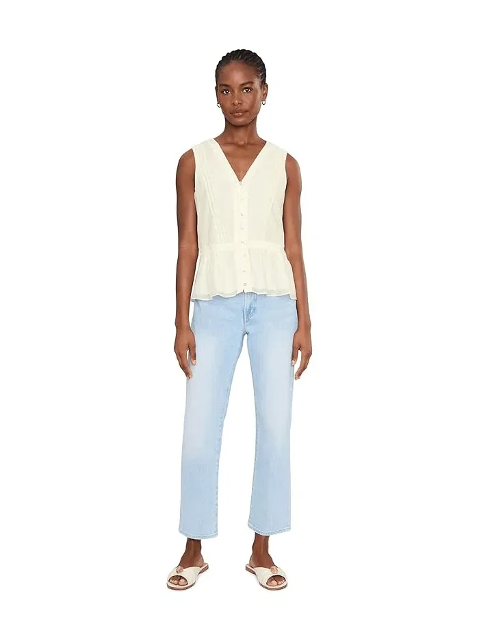 Блузка с кружевной отделкой Lace Trim Shell Vince Camuto — изображение 2 из 5, слоновая кость