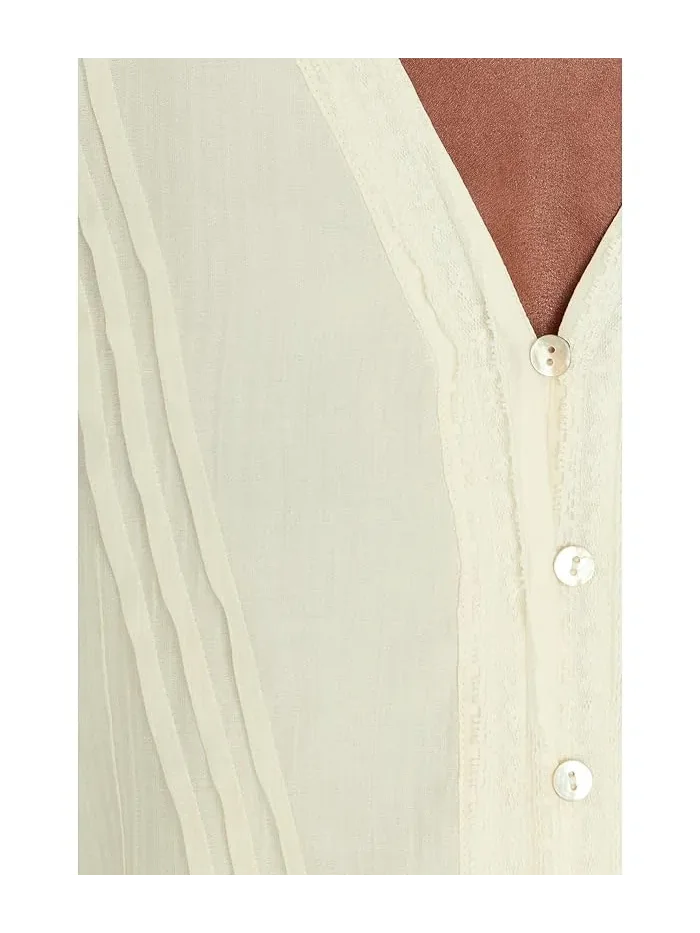 Блузка с кружевной отделкой Lace Trim Shell Vince Camuto — изображение 5 из 5, слоновая кость