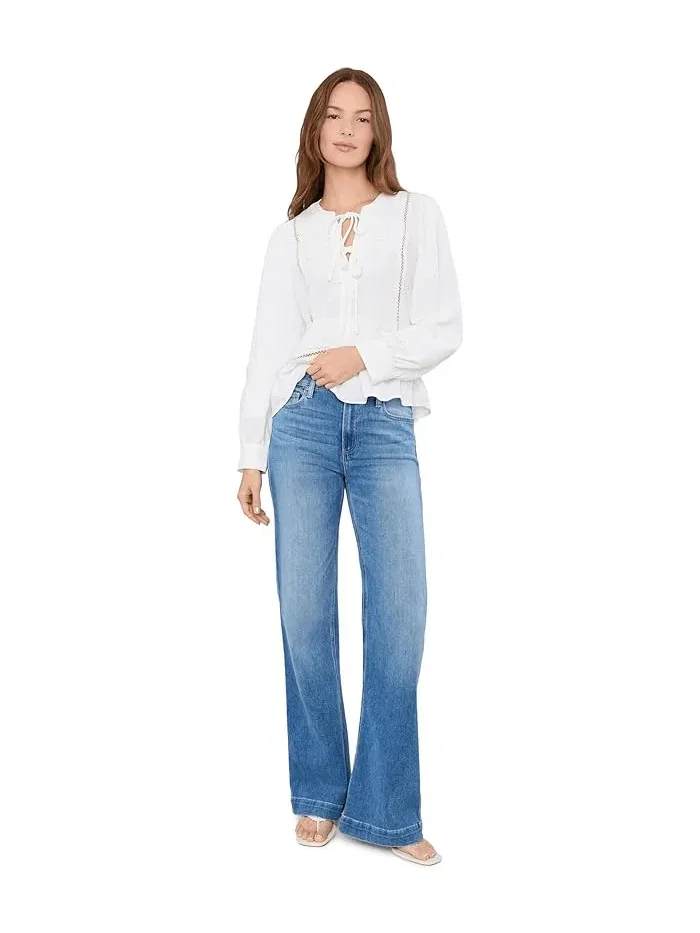 Блуза с кружевной кокеткой и завязками Vince Camuto — изображение 2 из 5, белый