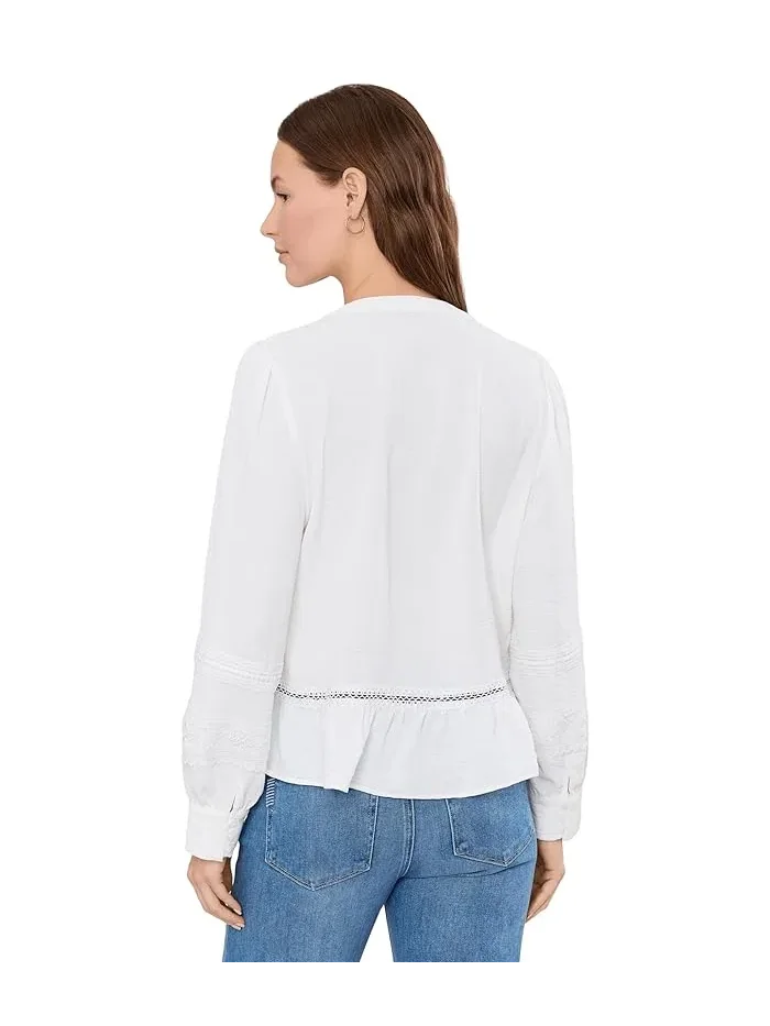Блуза с кружевной кокеткой и завязками Vince Camuto — изображение 4 из 5, белый