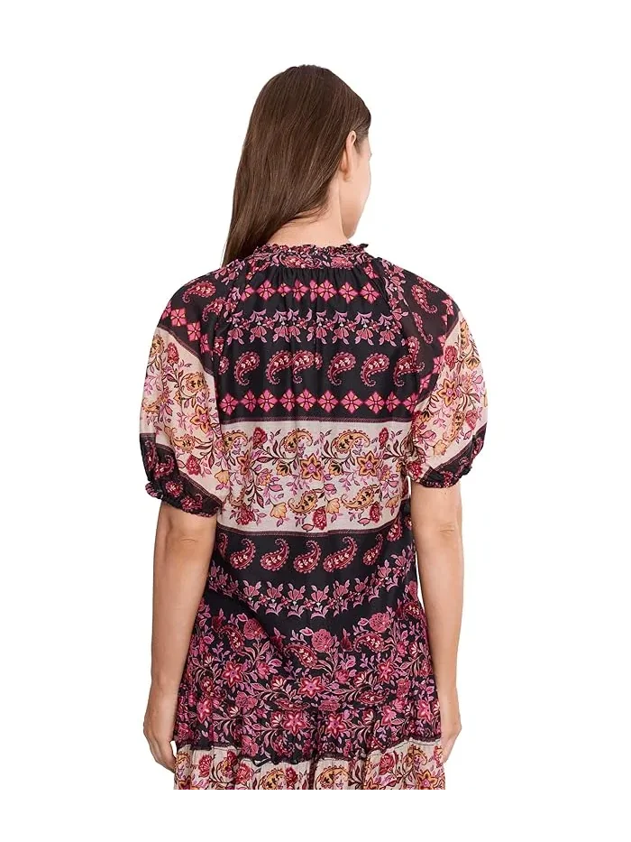 Блуза с оборкой модель Ruffle Neck Raglan Split Seam CeCe — изображение 4 из 5, цапля
