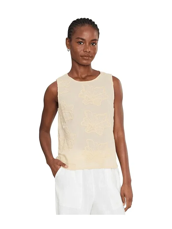 Блуза с цветочной вышивкой Boxy Tank Blouse Vince Camuto — изображение 1 из 5, песочный