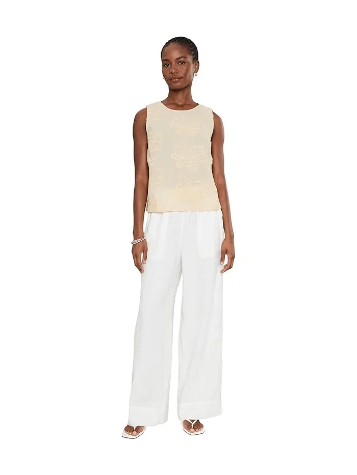 Блуза с цветочной вышивкой Boxy Tank Blouse Vince Camuto — изображение 2 из 5, песочный