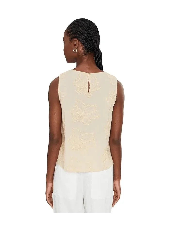 Блуза с цветочной вышивкой Boxy Tank Blouse Vince Camuto — изображение 4 из 5, песочный