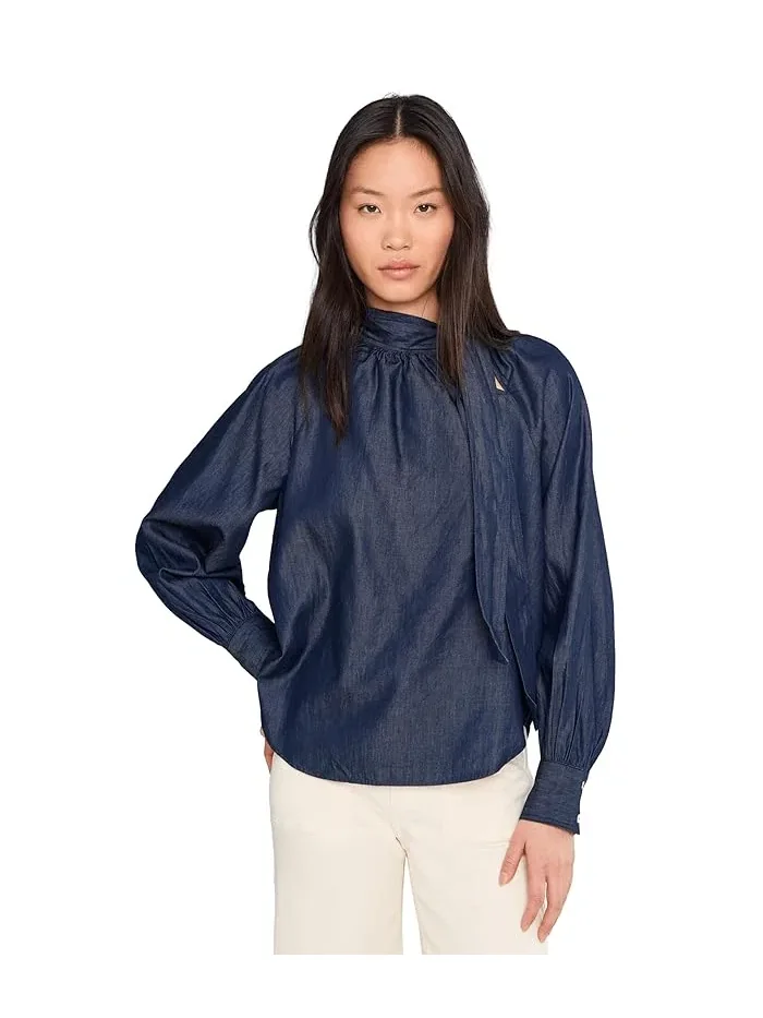 Блуза с бантом Raglan Seam Neck Bow Shirtail CeCe — синий