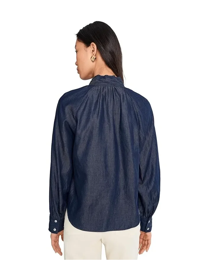 Блуза с бантом Raglan Seam Neck Bow Shirtail CeCe — изображение 4 из 5, классический темно-синий