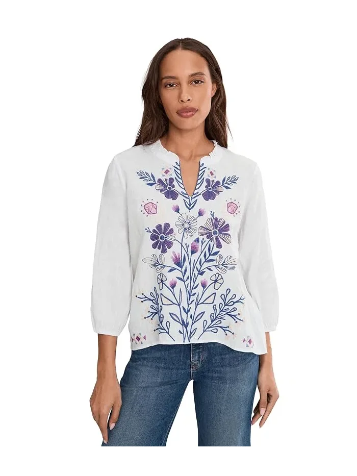 Блуза с оборками Ruffle Field Blouse - Adina Johnny Was — белый