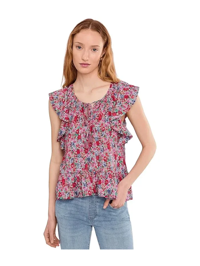 Блуза с воланами цветочный принт Petite Flutter Sleeve Peplum Woven Top with Ties Liverpool Los Angeles