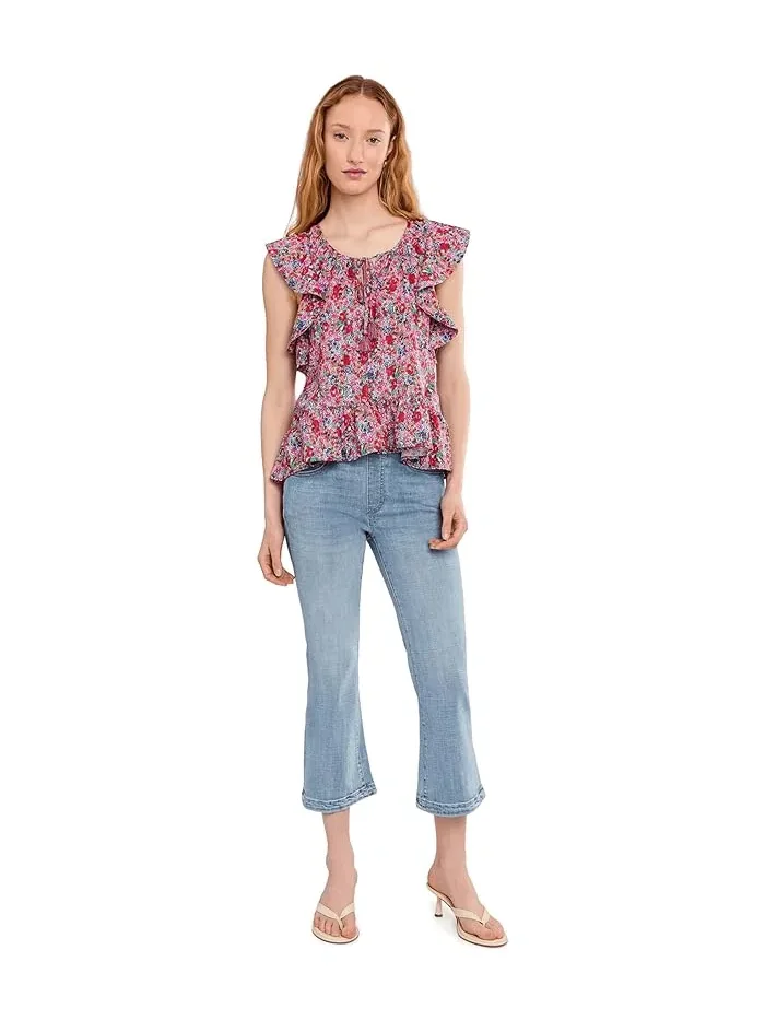 Блуза с воланами цветочный принт Petite Flutter Sleeve Peplum Woven Top with Ties Liverpool Los Angeles — изображение 2 из 5