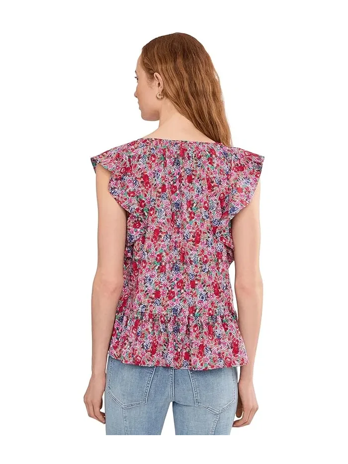 Блуза с воланами цветочный принт Petite Flutter Sleeve Peplum Woven Top with Ties Liverpool Los Angeles — изображение 4 из 5