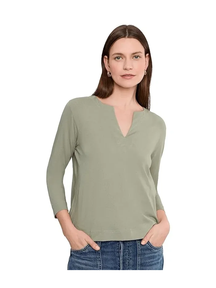 Блуза с разрезом модель Side Slit Split Neck Lilla P — бежевый