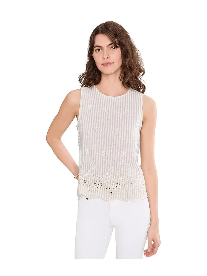 Блуза с вышивкой Sleeveless Crewneck Vince Camuto — изображение 1 из 5, березовый