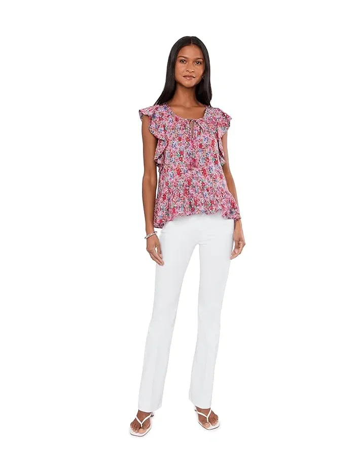 Блуза с воланами и завязками Flutter Sleeve Peplum Woven Top with Ties Liverpool Los Angeles, Nautical Stripe, мульти