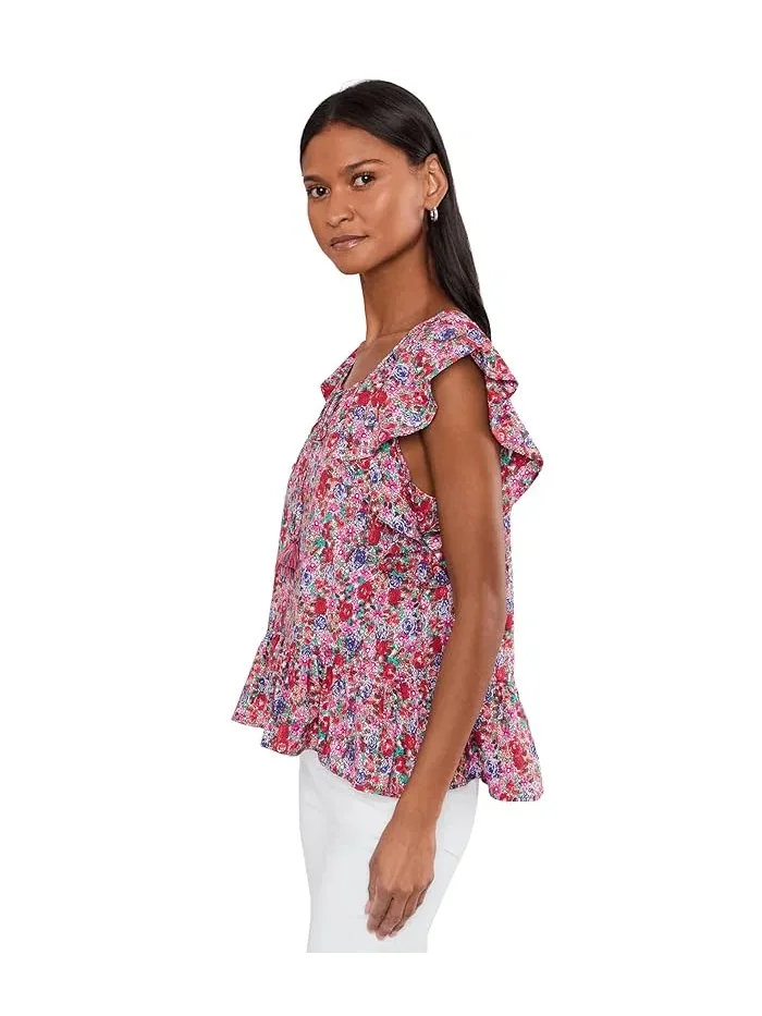 Блуза с воланами и завязками Flutter Sleeve Peplum Woven Top with Ties Liverpool Los Angeles, Nautical Stripe, мульти