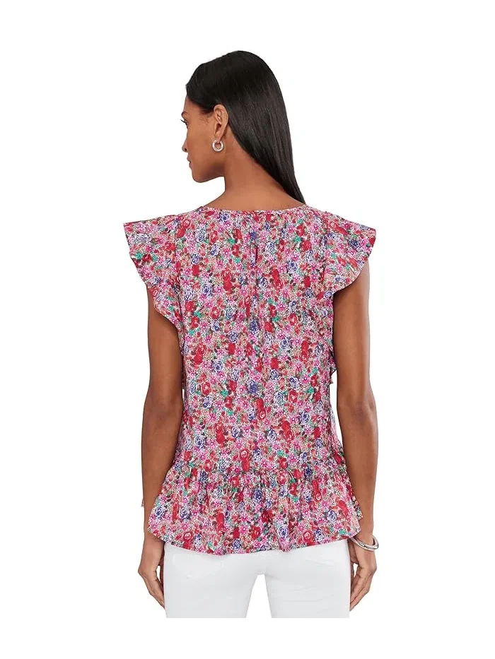 Блуза с воланами и завязками Flutter Sleeve Peplum Woven Top with Ties Liverpool Los Angeles, Nautical Stripe, мульти