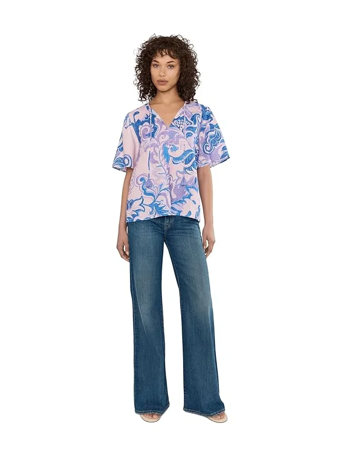 Блуза с цветочным принтом Ruffle Sleeve Field Blouse Johnny Was, Ravena — изображение 2 из 5, равена