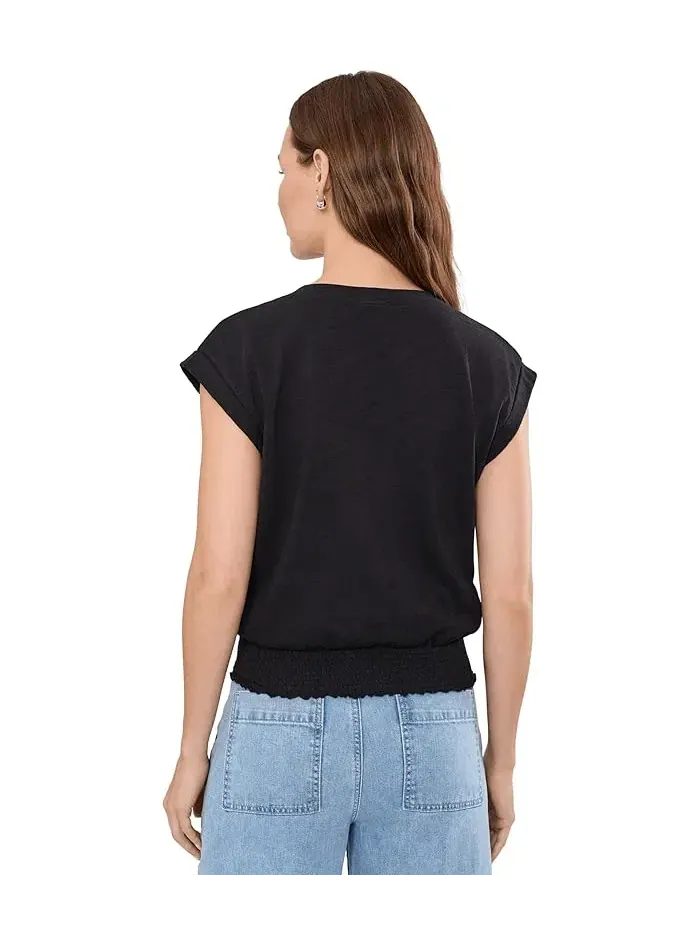 Топ с защипами V-образным вырезом Smocked Hem V-Neck Lilla P — изображение 4 из 5, черный
