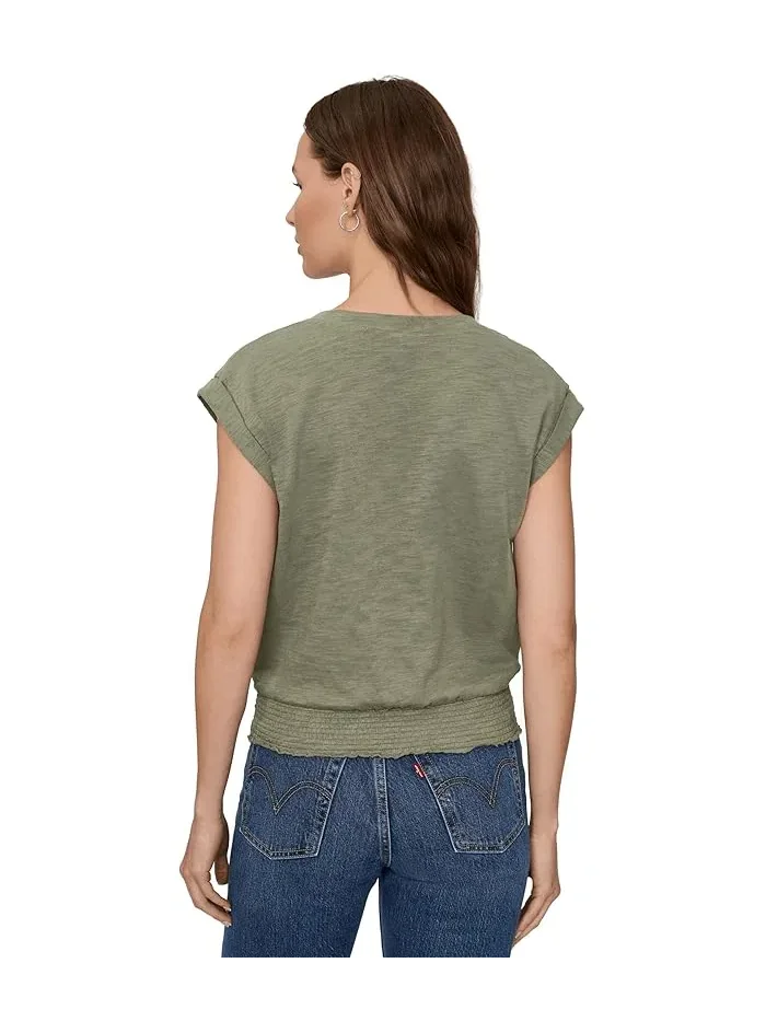 Блуза V-образным вырезом Smocked Hem V-Neck Lilla P — изображение 4 из 5, шалфейный
