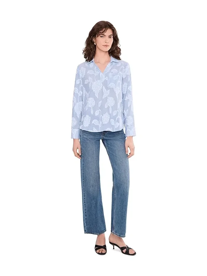 Блуза с жаккардовым узором Sky Striped Jacquard Top NIC+ZOE — изображение 2 из 5, синий мульти