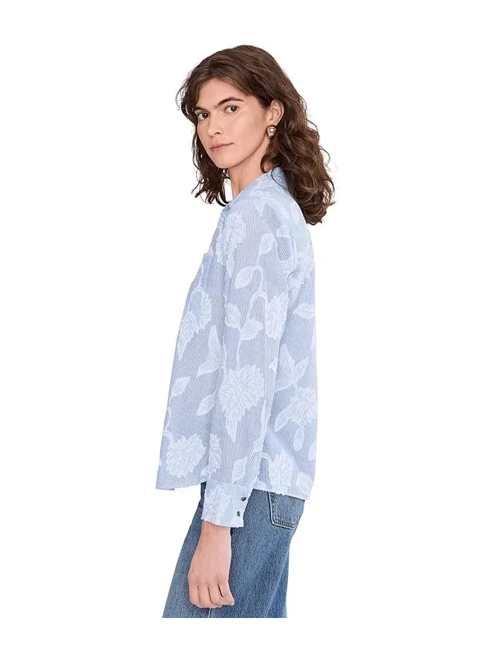 Блуза с жаккардовым узором Sky Striped Jacquard Top NIC+ZOE — изображение 3 из 5, синий мульти