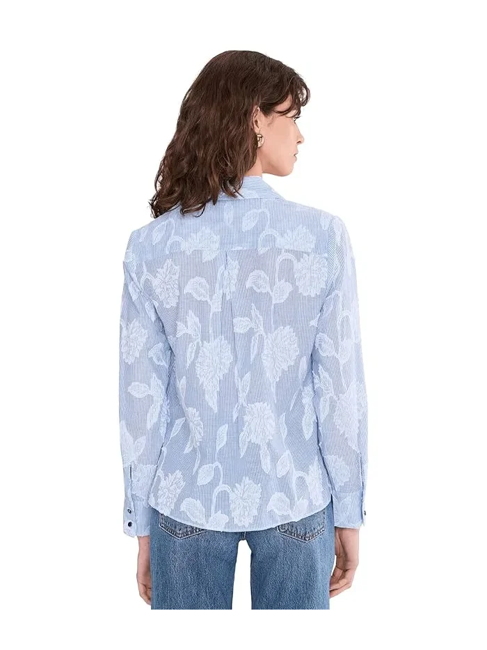 Блуза с жаккардовым узором Sky Striped Jacquard Top NIC+ZOE — изображение 4 из 5, синий мульти