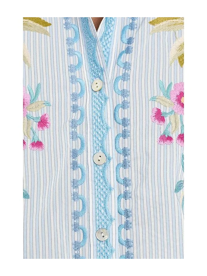 Блуза с вышивкой Open Neck Shirt Angela Johnny Was, Isara Stripe — изображение 5 из 5, полоса