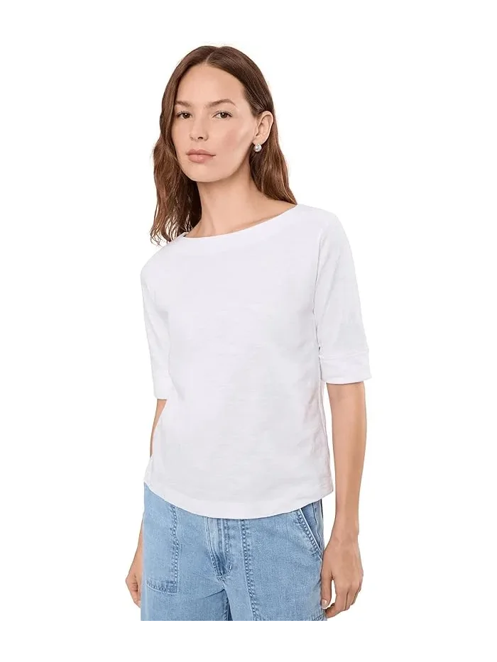 Блуза с манжетами на рукавах Cuffed Sleeve Boatneck Lilla P — изображение 1 из 5, белый