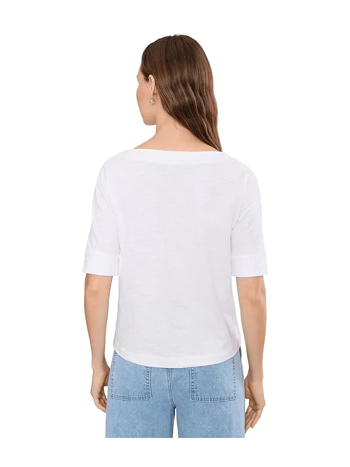 Блуза с манжетами на рукавах Cuffed Sleeve Boatneck Lilla P — изображение 4 из 5, белый