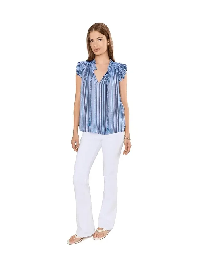 Блуза с воланами и рукавами-крылышками Petite Flutter Sleeve Ruffled Woven Top Liverpool Los Angeles — изображение 2 из 5