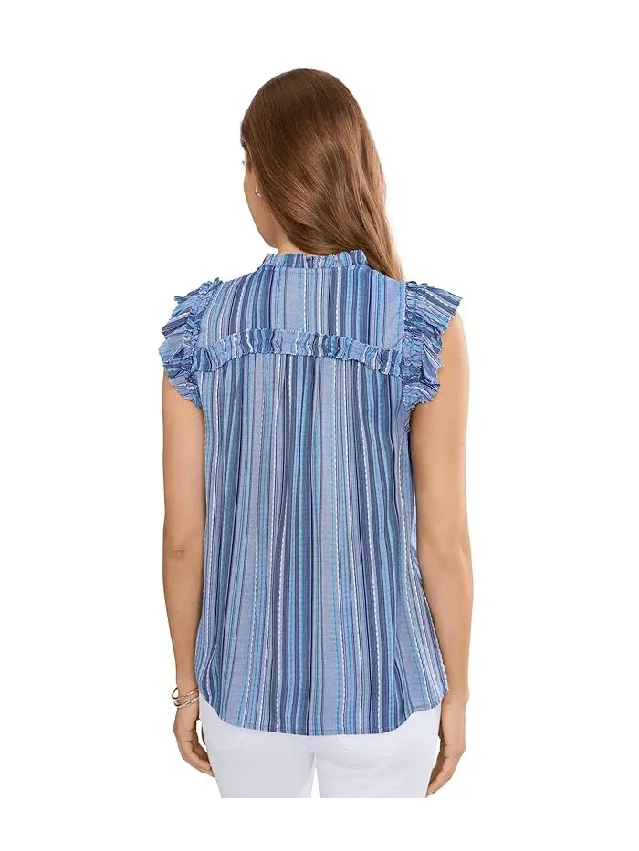 Блуза с воланами и рукавами-крылышками Petite Flutter Sleeve Ruffled Woven Top Liverpool Los Angeles — изображение 4 из 5